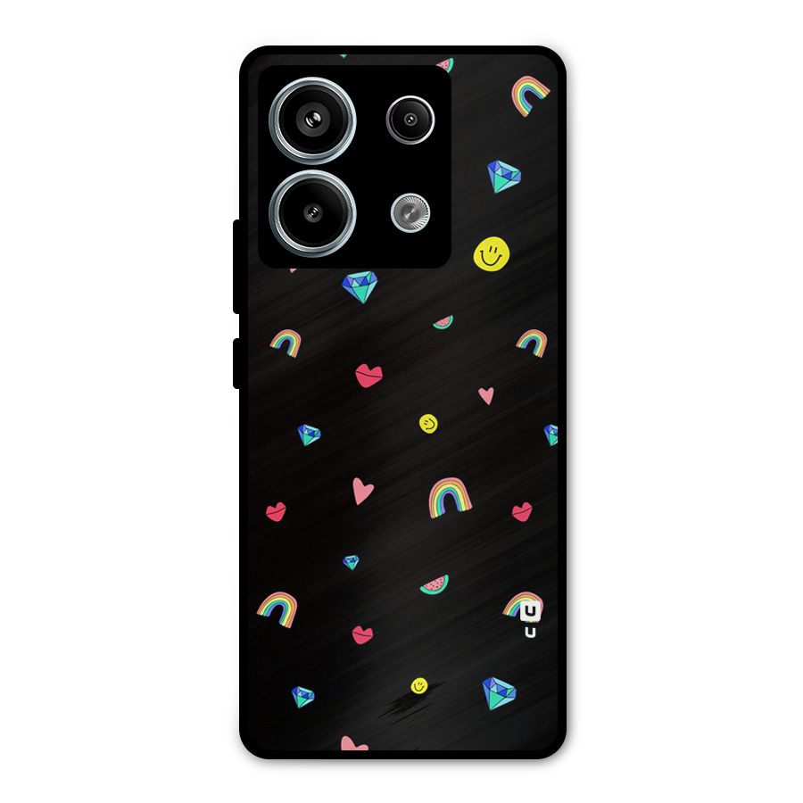 Cute Multicolor Shapes Metal Back Case for Redmi Note 13 Pro 5G