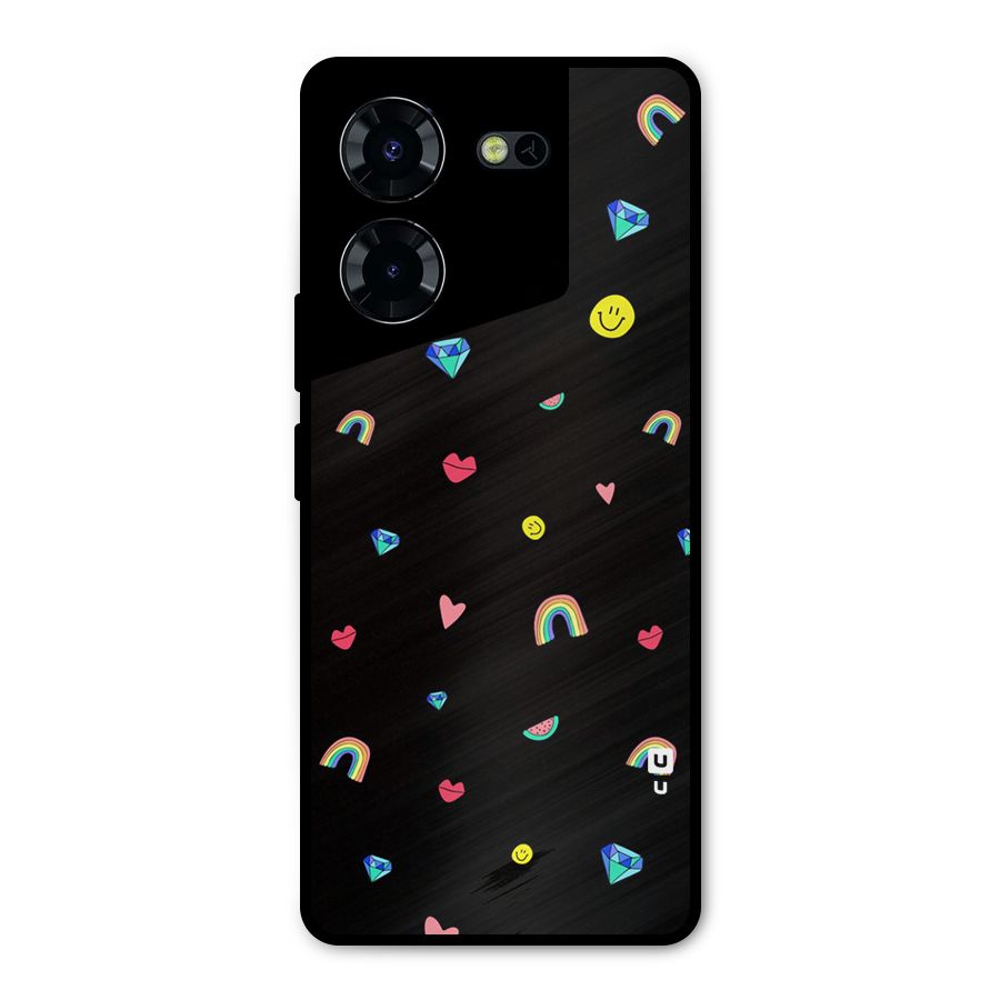 Cute Multicolor Shapes Metal Back Case for Tecno Pova 5 Pro 5G