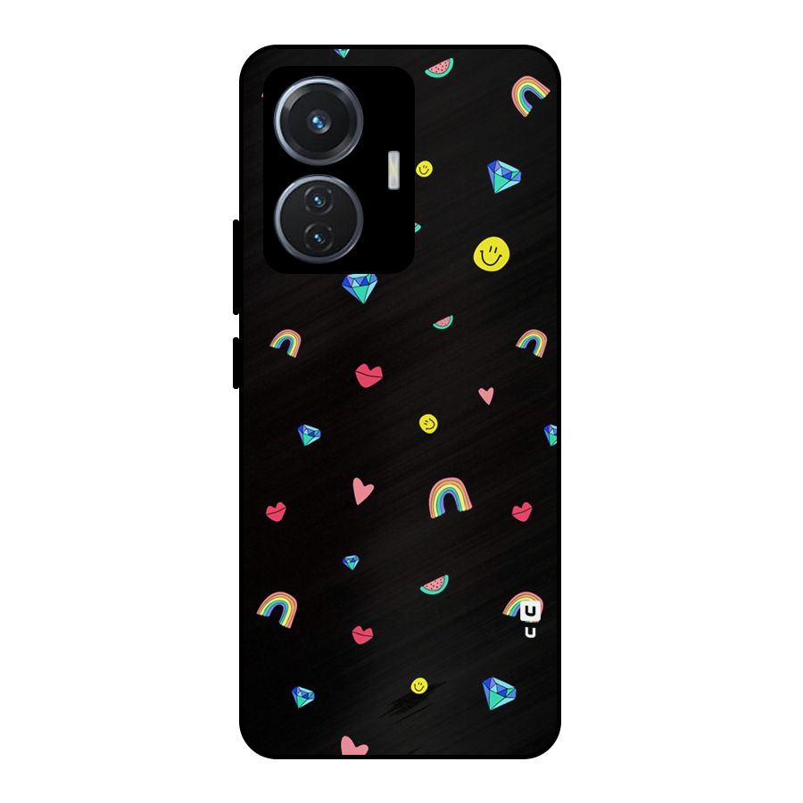 Cute Multicolor Shapes Metal Back Case for Vivo T1 44W