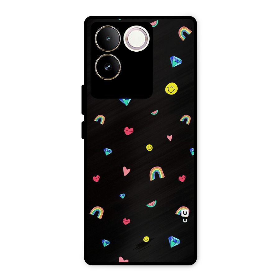 Cute Multicolor Shapes Metal Back Case for Vivo T2 Pro