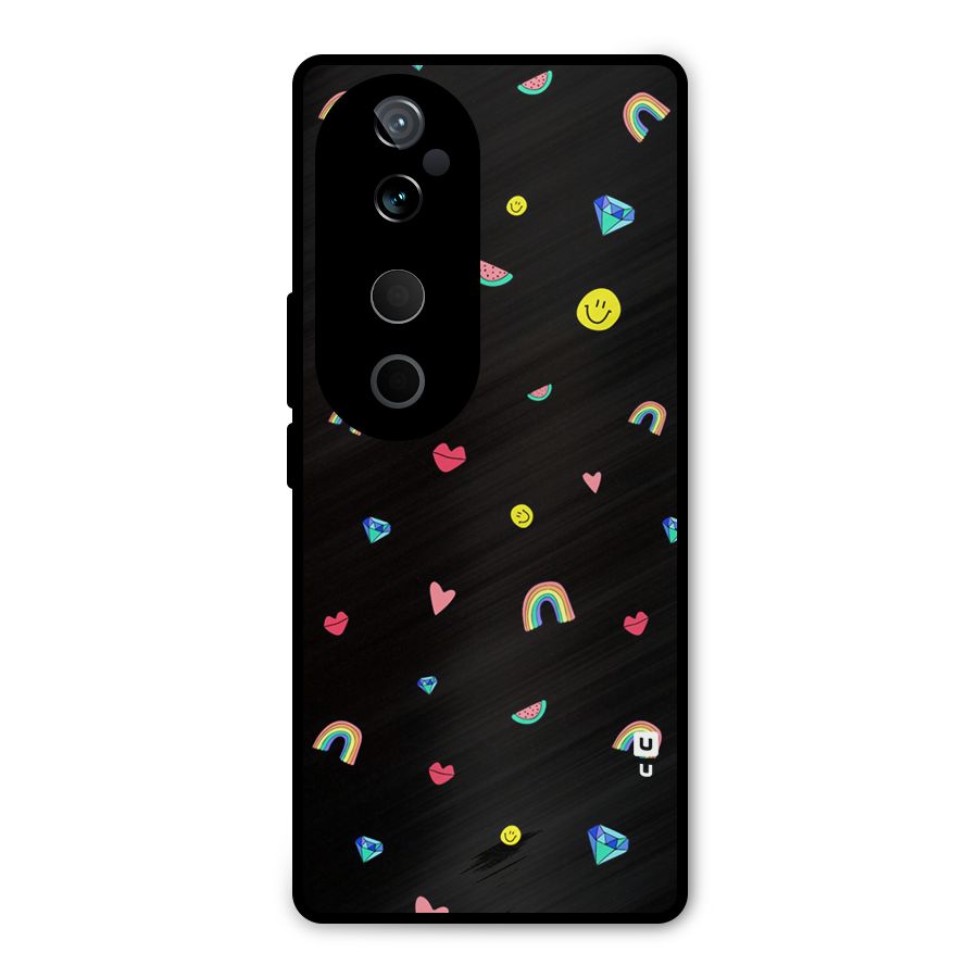 Cute Multicolor Shapes Metal Back Case for Vivo T3 Ultra