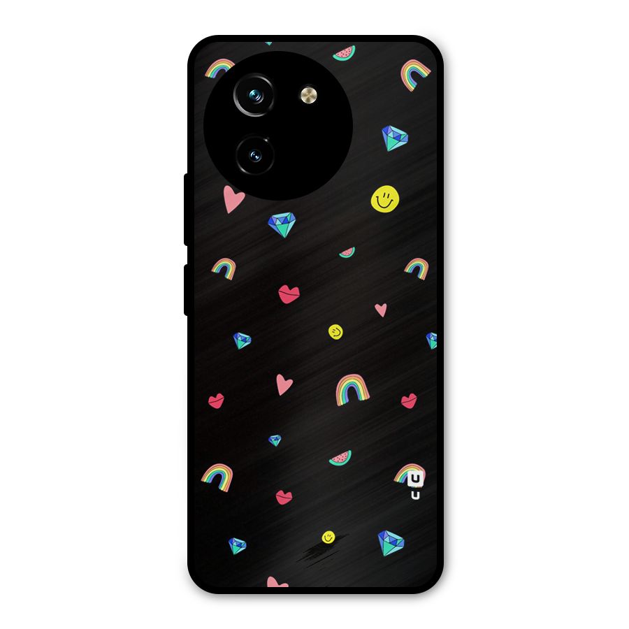 Cute Multicolor Shapes Metal Back Case for Vivo T3x