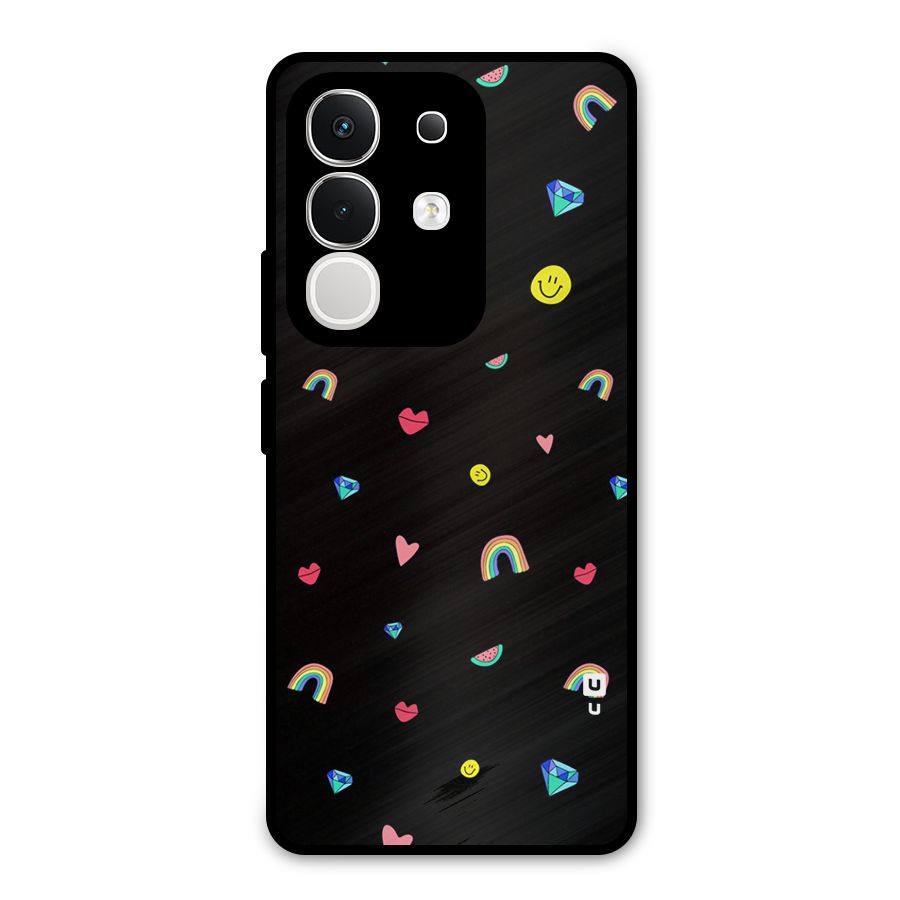 Cute Multicolor Shapes Metal Back Case for Vivo T4x