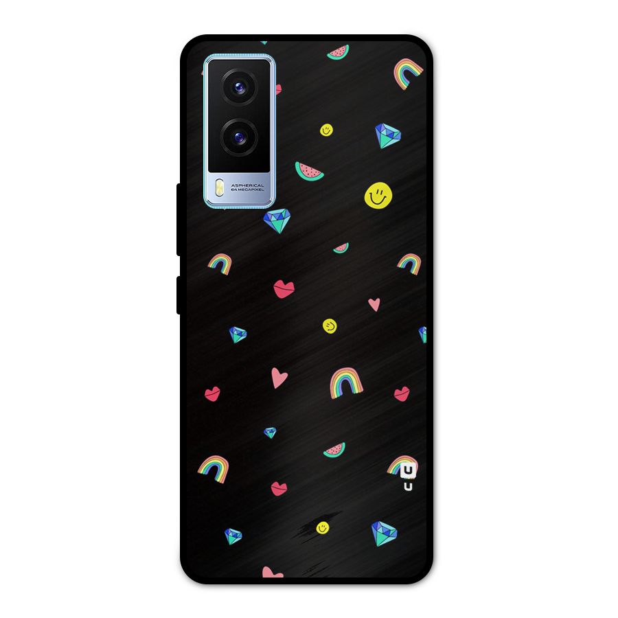 Cute Multicolor Shapes Metal Back Case for Vivo V21e 5G