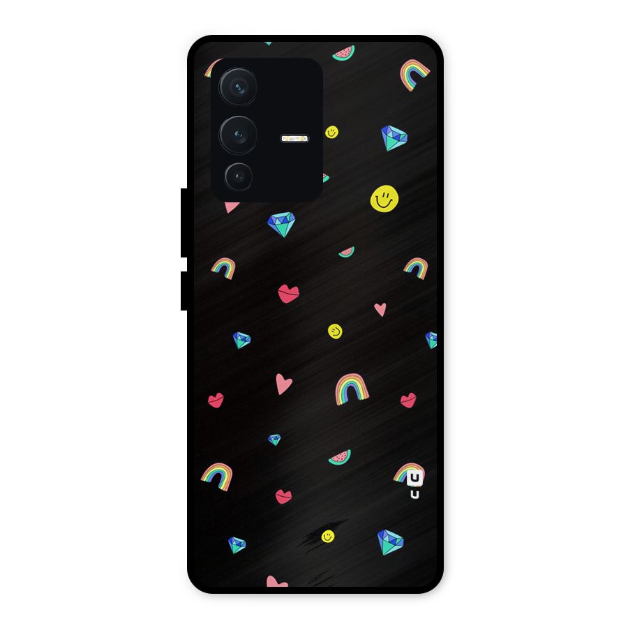 Cute Multicolor Shapes Metal Back Case for Vivo V23 5G