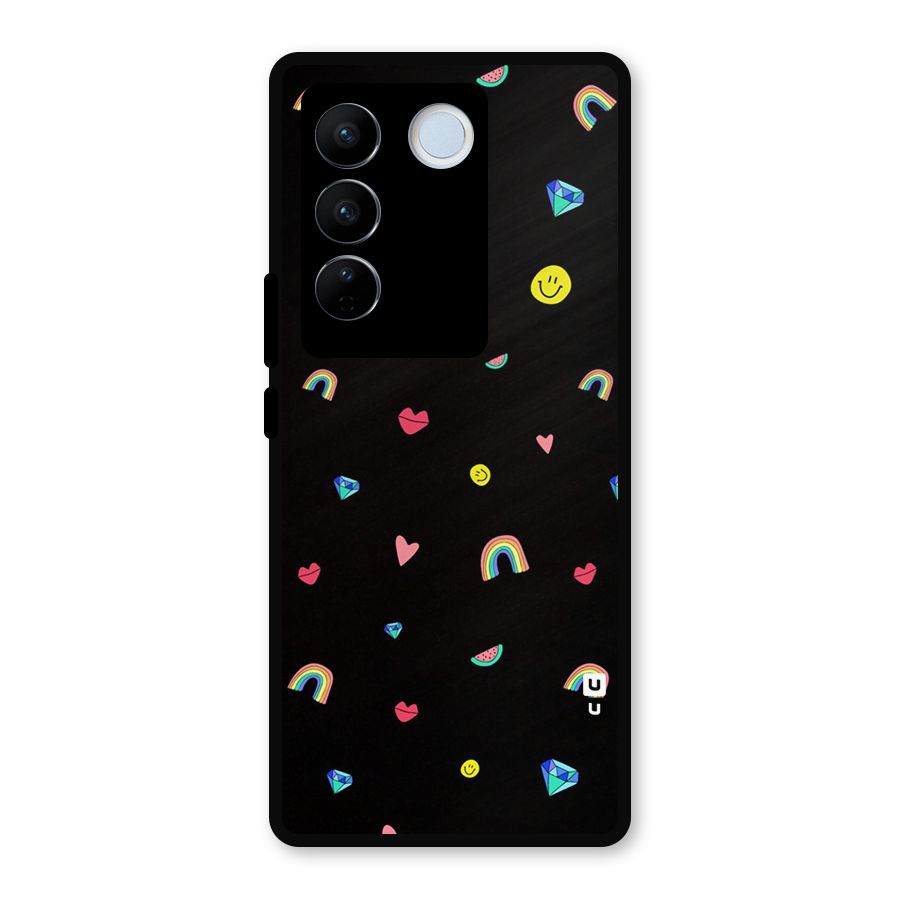Cute Multicolor Shapes Metal Back Case for Vivo V27