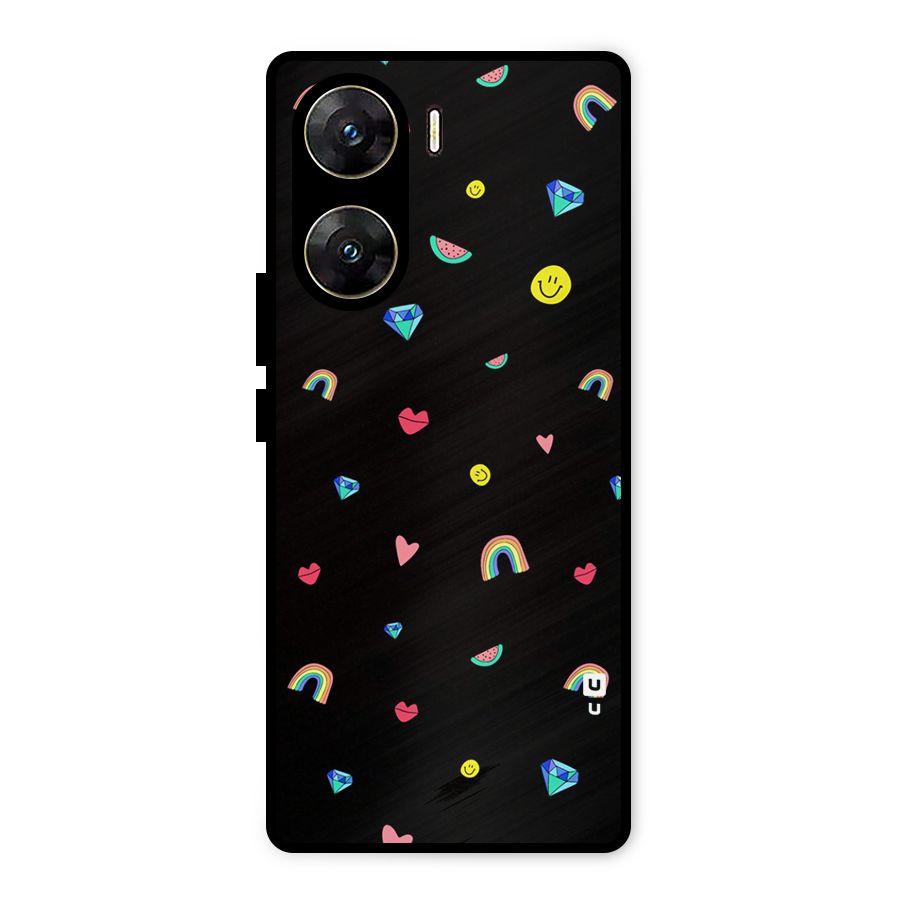 Cute Multicolor Shapes Metal Back Case for Vivo V29e