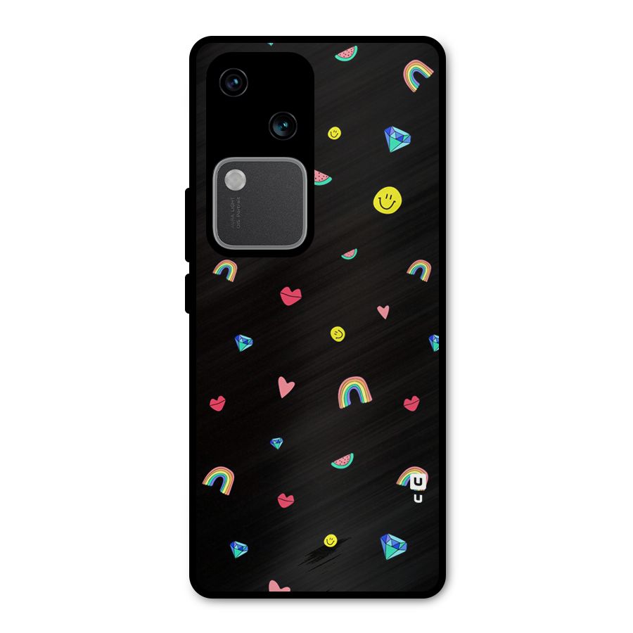 Cute Multicolor Shapes Metal Back Case for Vivo V30