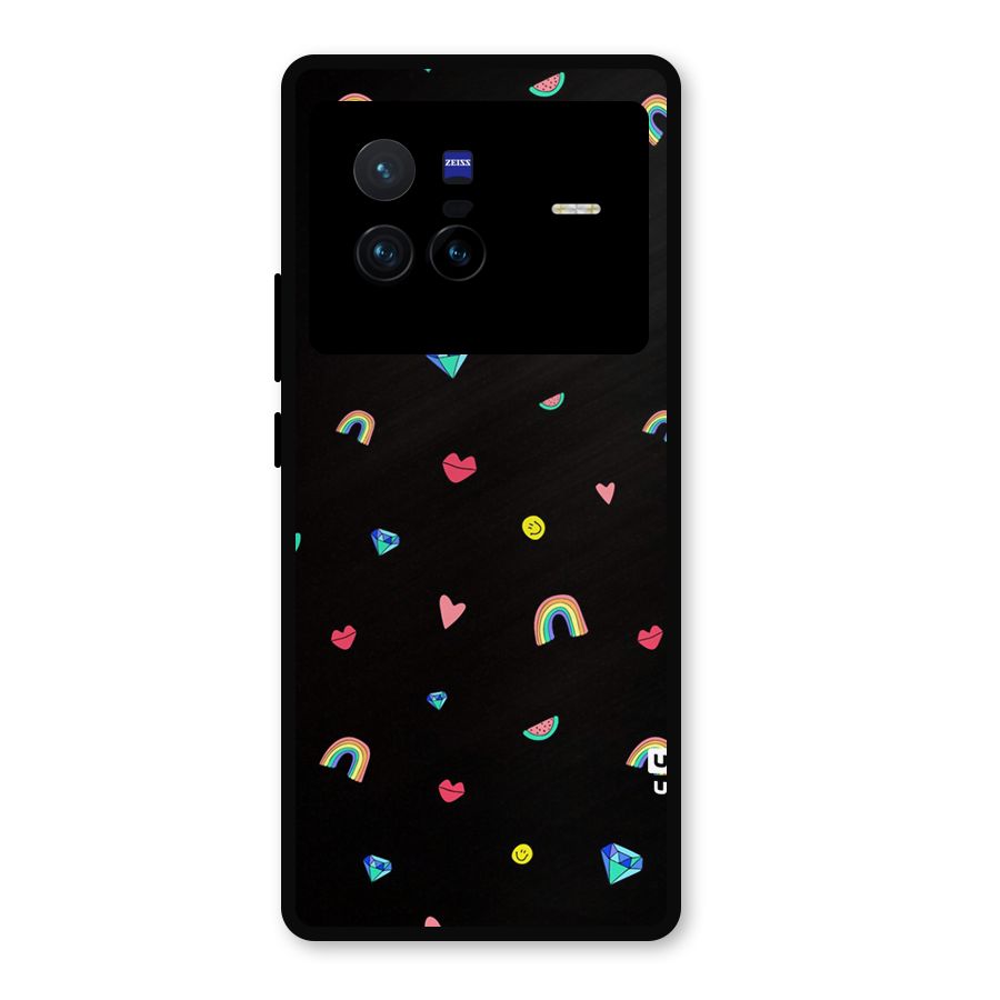 Cute Multicolor Shapes Metal Back Case for Vivo X80