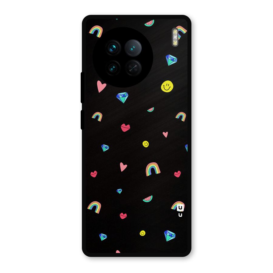Cute Multicolor Shapes Metal Back Case for Vivo X90