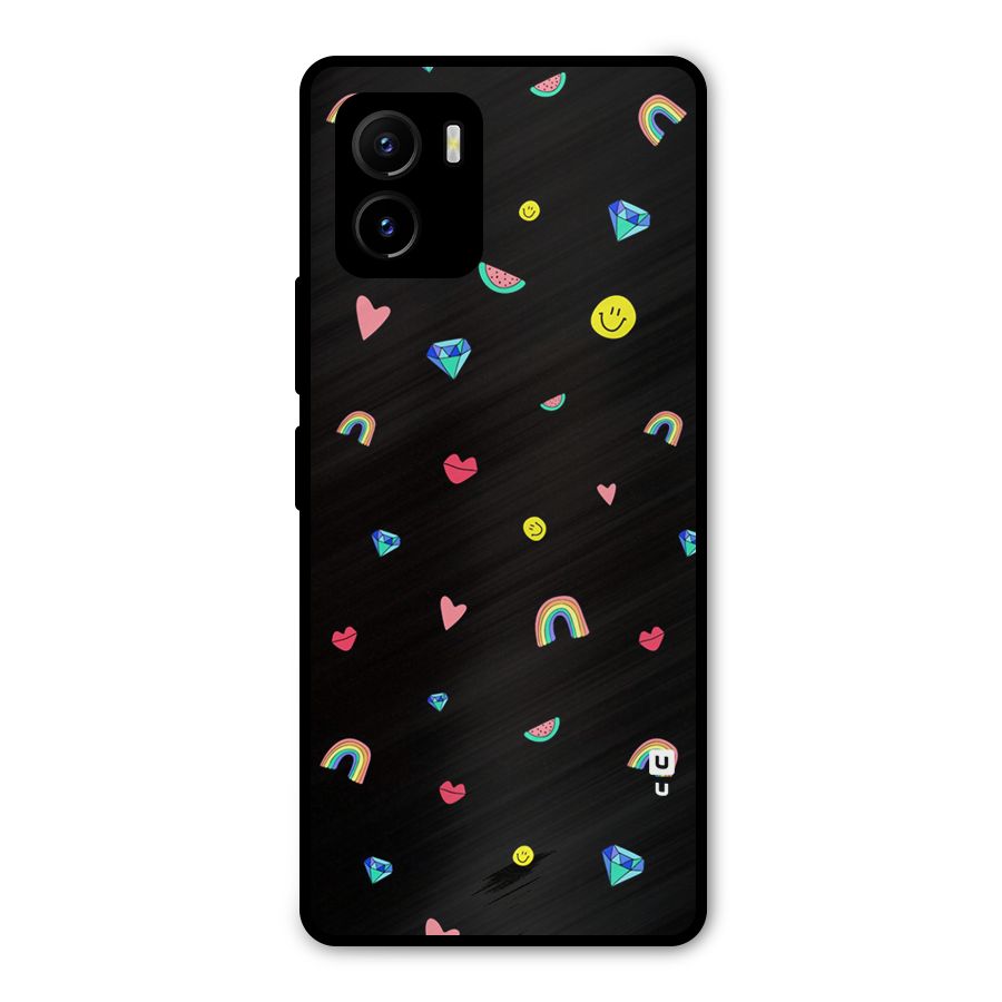 Cute Multicolor Shapes Metal Back Case for Vivo Y15s