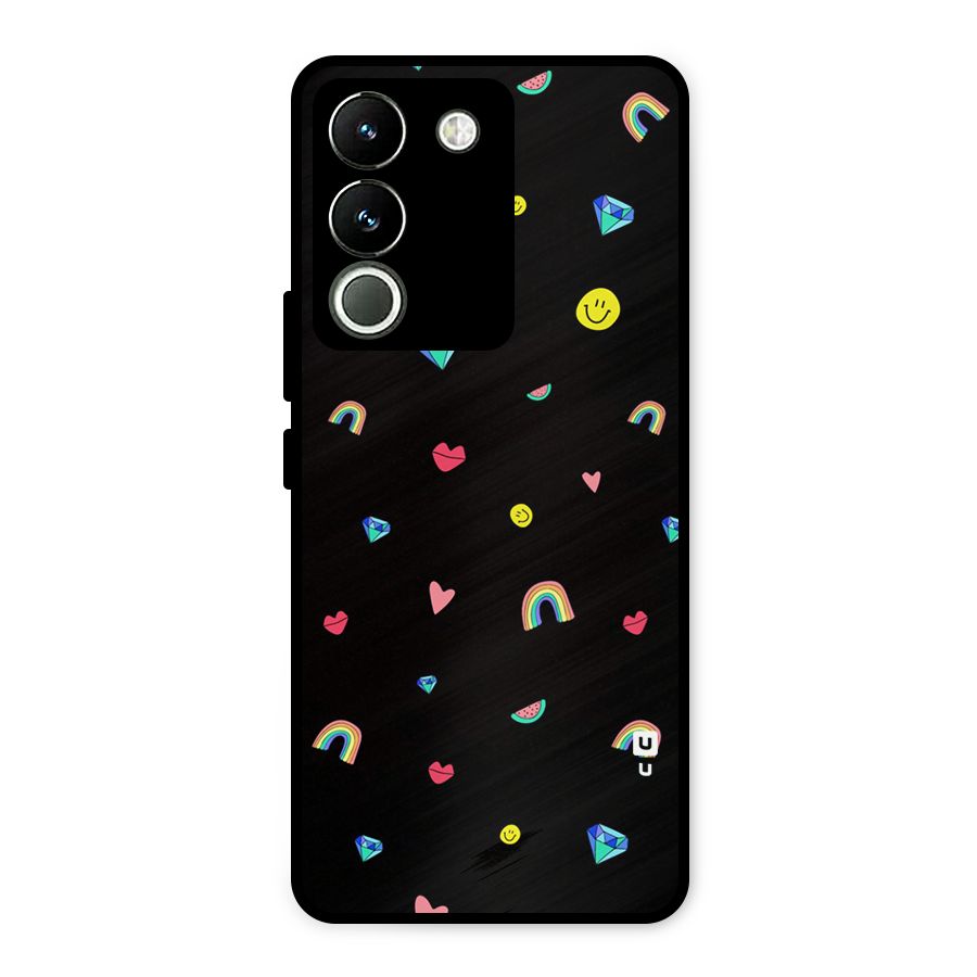 Cute Multicolor Shapes Metal Back Case for Vivo Y200
