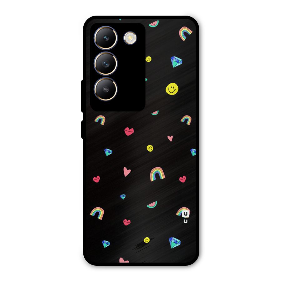 Cute Multicolor Shapes Metal Back Case for Vivo Y200e