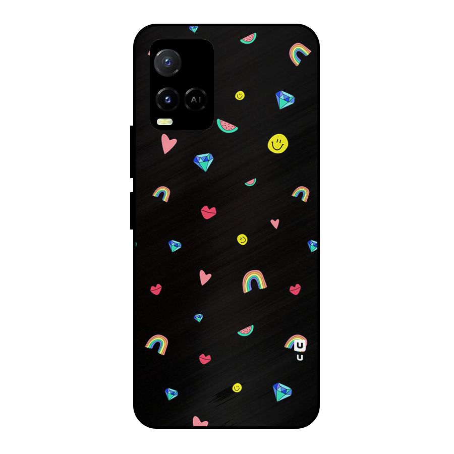 Cute Multicolor Shapes Metal Back Case for Vivo Y21T