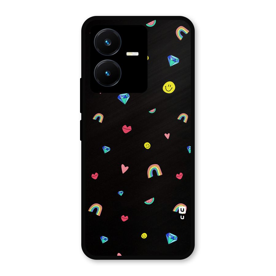 Cute Multicolor Shapes Metal Back Case for Vivo Y22