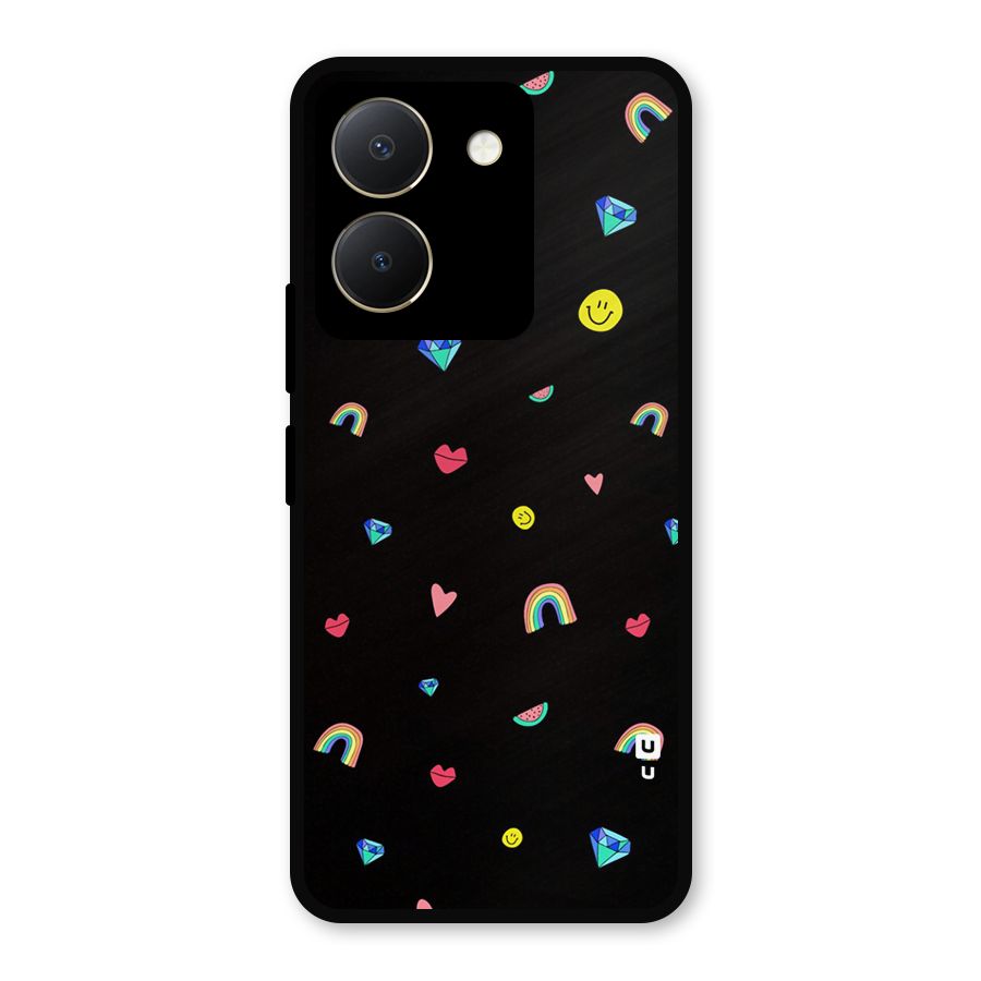 Cute Multicolor Shapes Metal Back Case for Vivo Y36