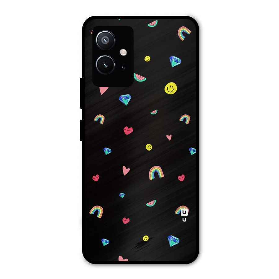 Cute Multicolor Shapes Metal Back Case for Vivo Y75 5G