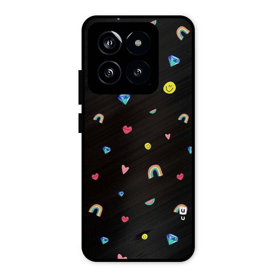 Cute Multicolor Shapes Metal Back Case for Xiaomi 14