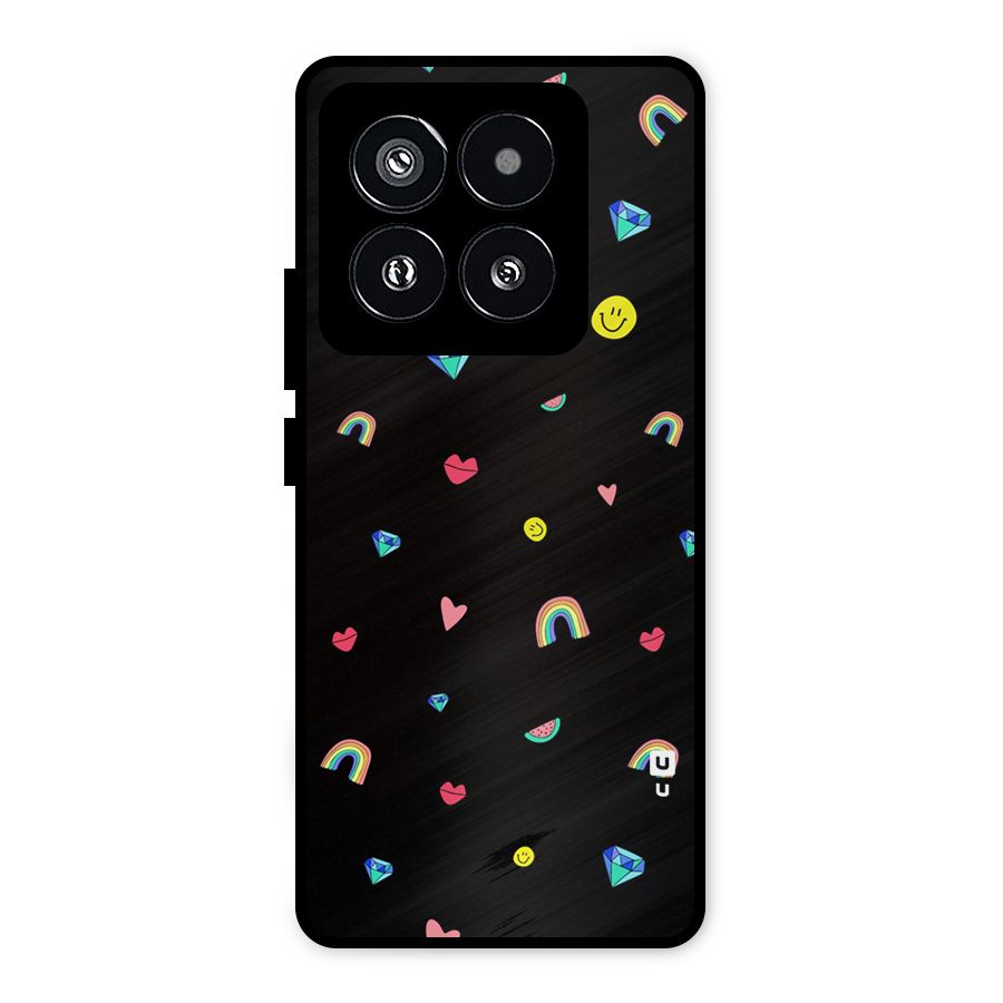Cute Multicolor Shapes Metal Back Case for Xiaomi 14 Pro
