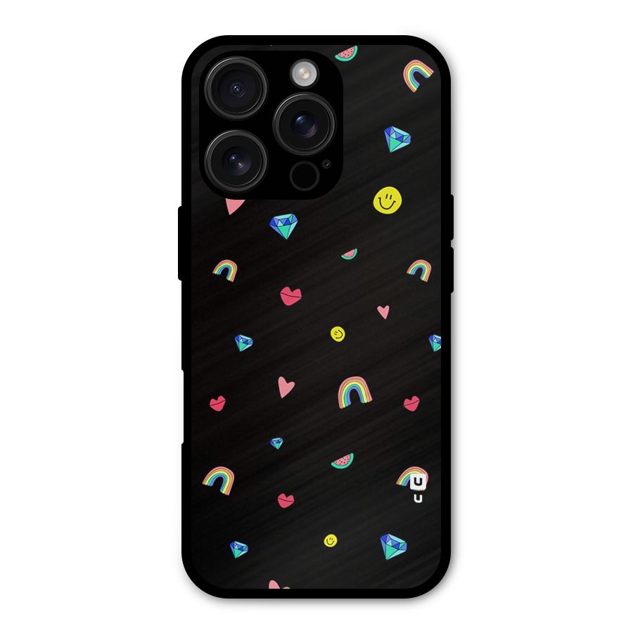 Cute Multicolor Shapes Metal Back Case for iPhone 16 Pro