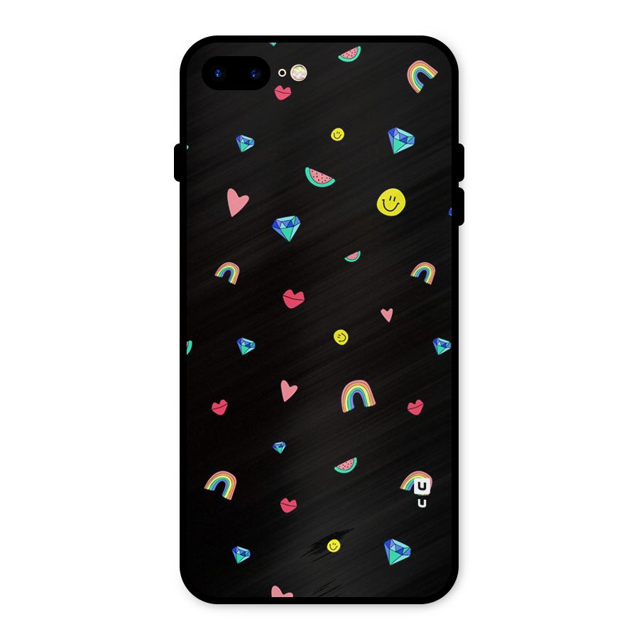 Cute Multicolor Shapes Metal Back Case for iPhone 8 Plus