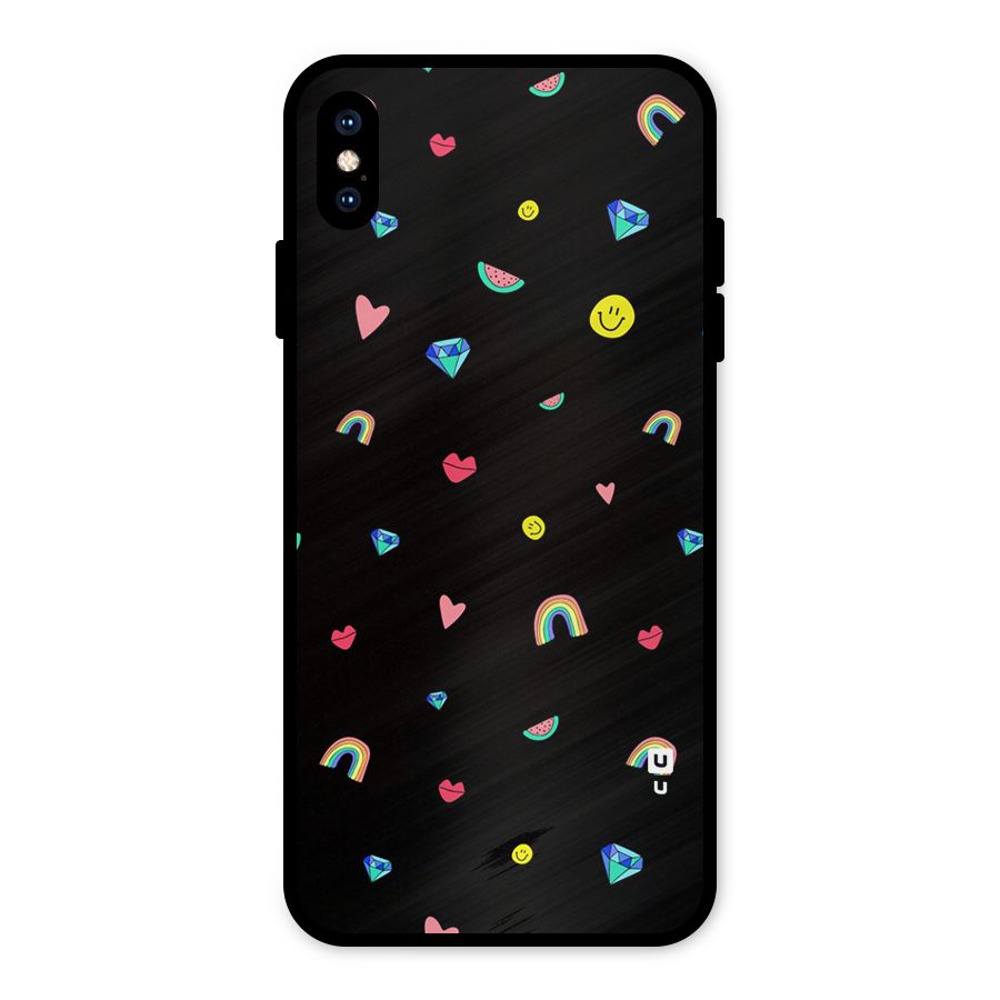 Cute Multicolor Shapes Metal Back Case for iPhone XS Max