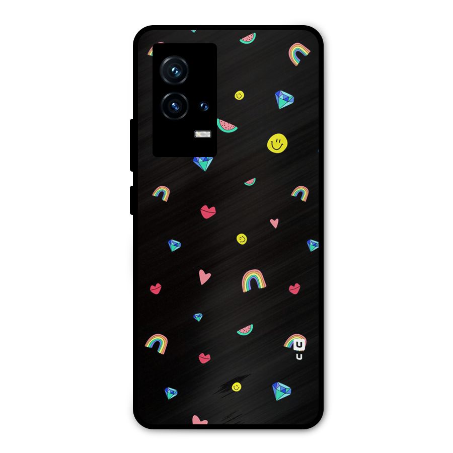 Cute Multicolor Shapes Metal Back Case for iQOO 9 5G