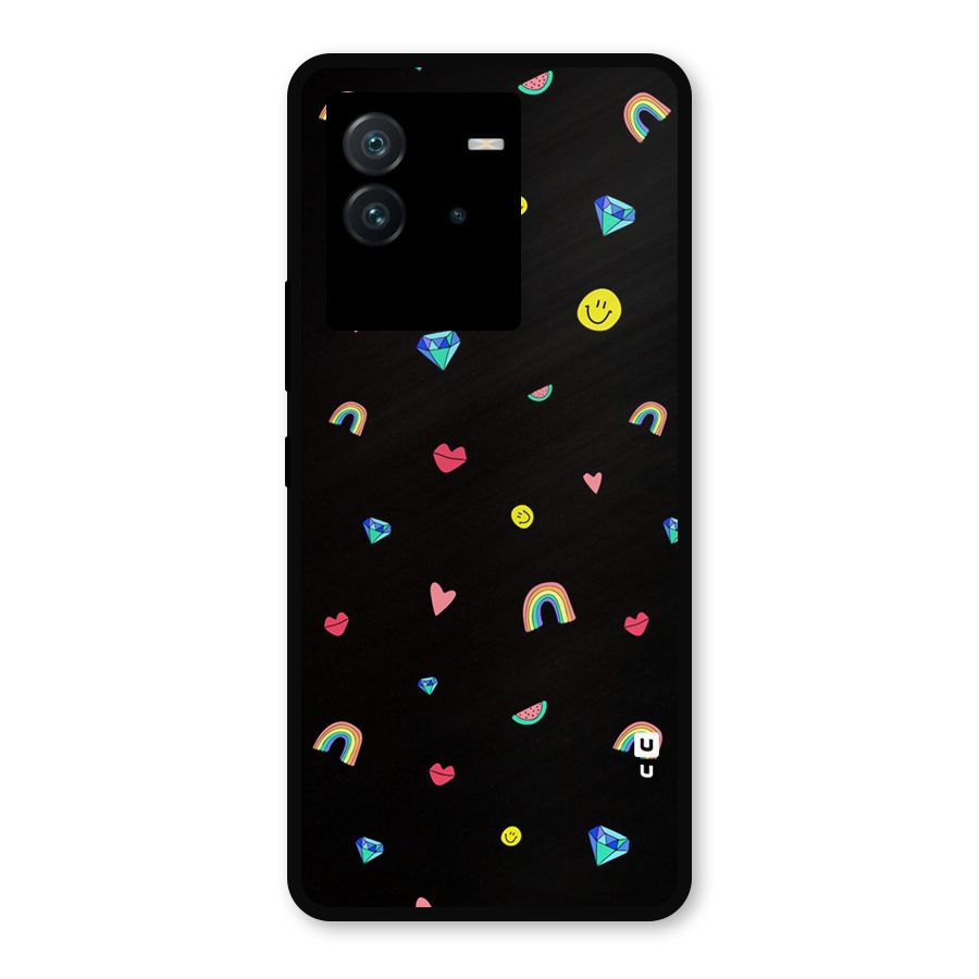 Cute Multicolor Shapes Metal Back Case for iQOO Neo 6 5G