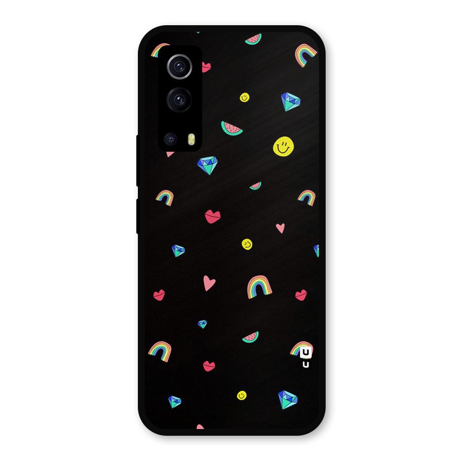 Cute Multicolor Shapes Metal Back Case for iQOO Z3