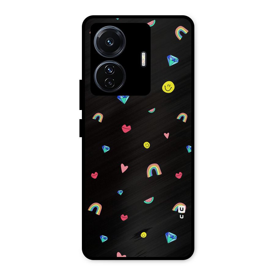 Cute Multicolor Shapes Metal Back Case for iQOO Z6