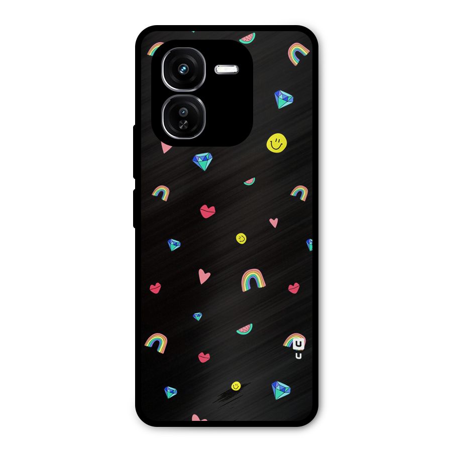 Cute Multicolor Shapes Metal Back Case for iQOO Z9x