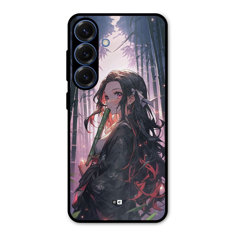Cute Nezuko Metal Back Case for Galaxy S25