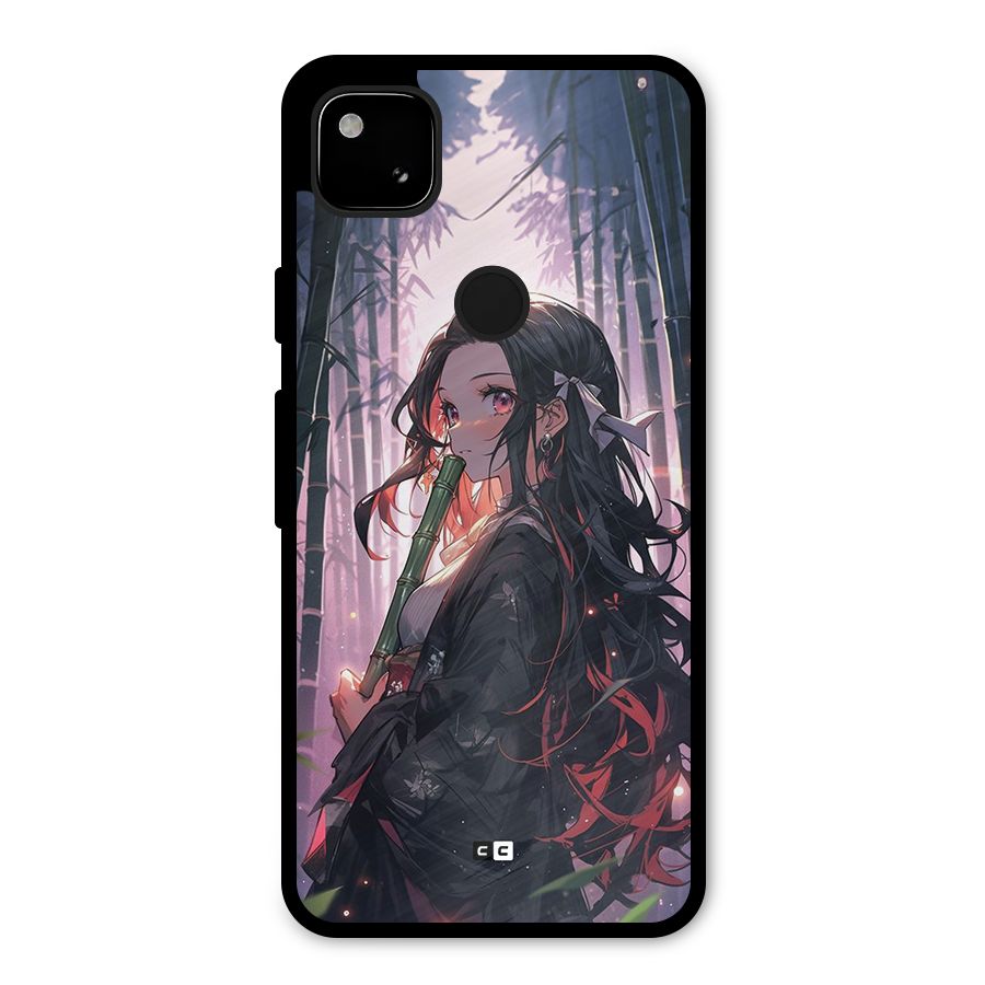 Cute Nezuko Metal Back Case for Google Pixel 4a