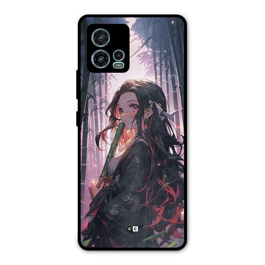 Cute Nezuko Metal Back Case for Moto G72
