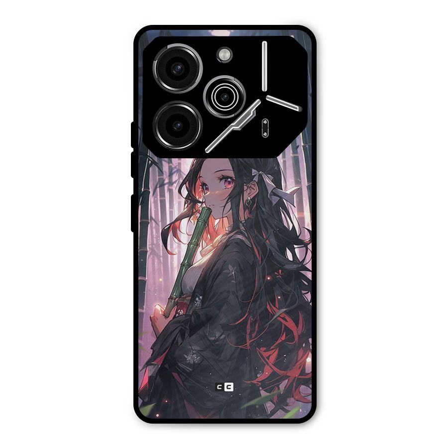 Cute Nezuko Metal Back Case for Tecno Pova 6 Pro