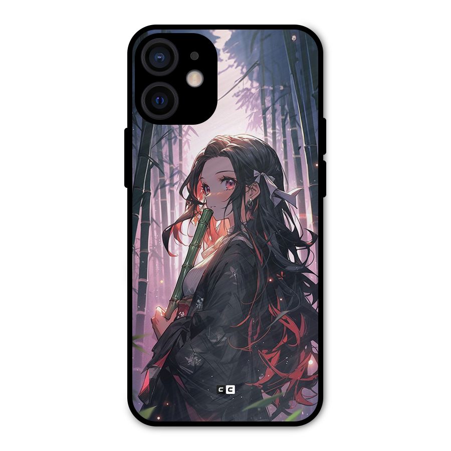 Cute Nezuko Metal Back Case for iPhone 12 Mini