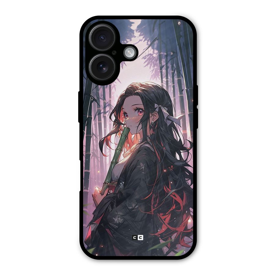 Cute Nezuko Metal Back Case for iPhone 16