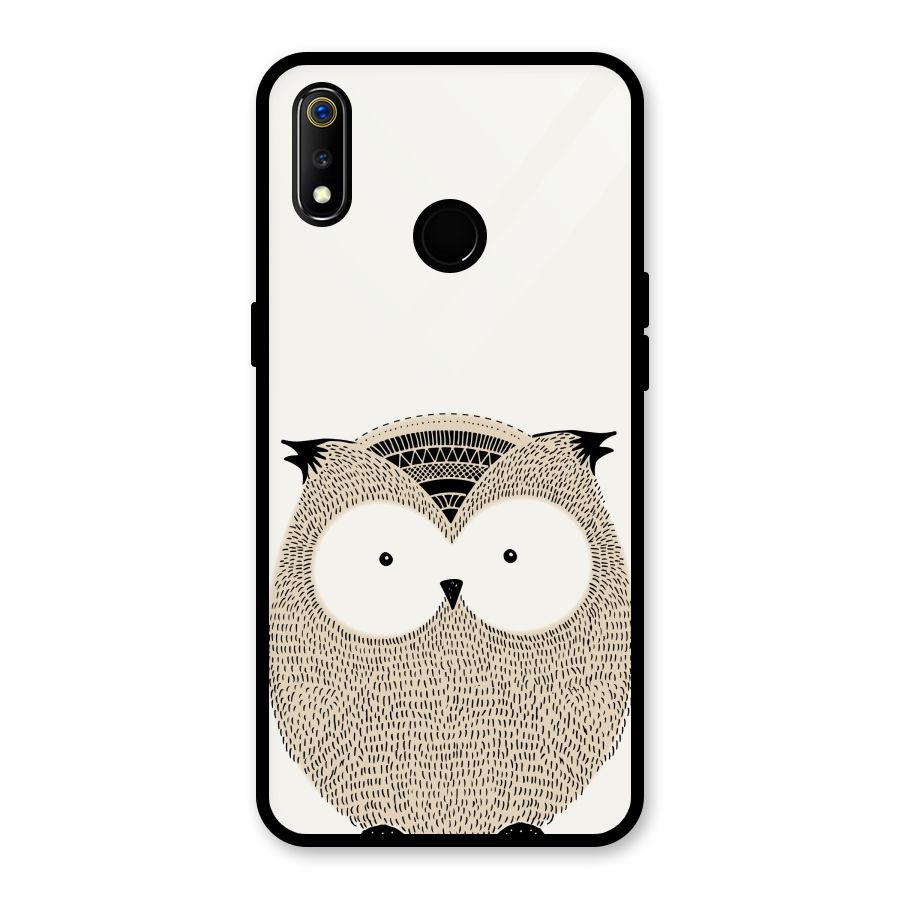 Cute Owl Glass Back Case for Realme 3