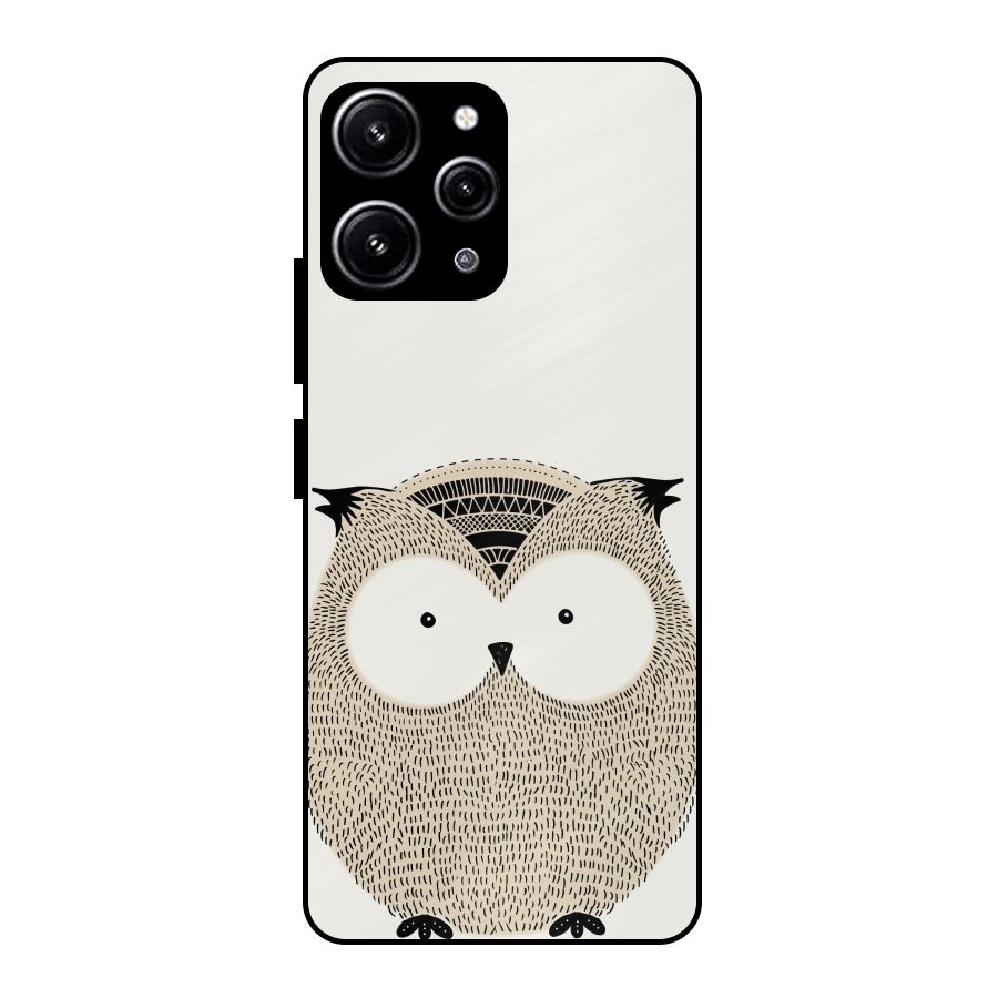 Cute Owl Glass Back Case for Redmi 12 4G