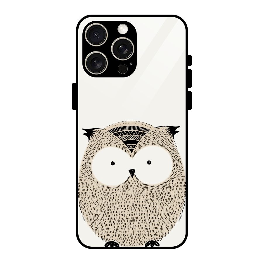 Cute Owl Glass Back Case for iPhone 15 Pro Max