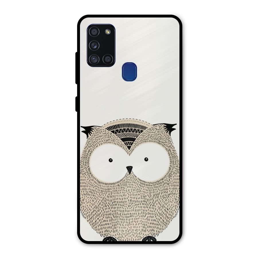 Cute Owl Metal Back Case for Galaxy A21s