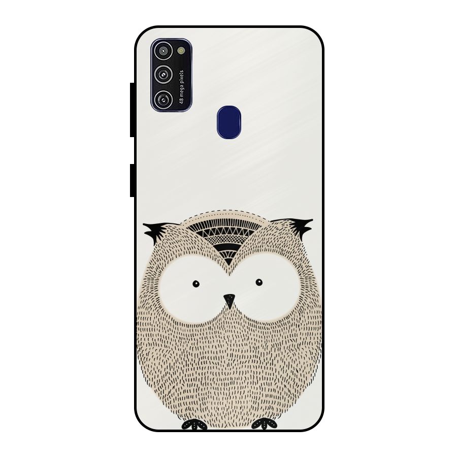 Cute Owl Metal Back Case for Galaxy M30s