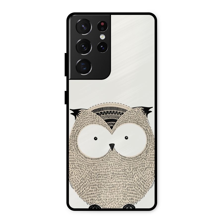 Cute Owl Metal Back Case for Galaxy S21 Ultra 5G