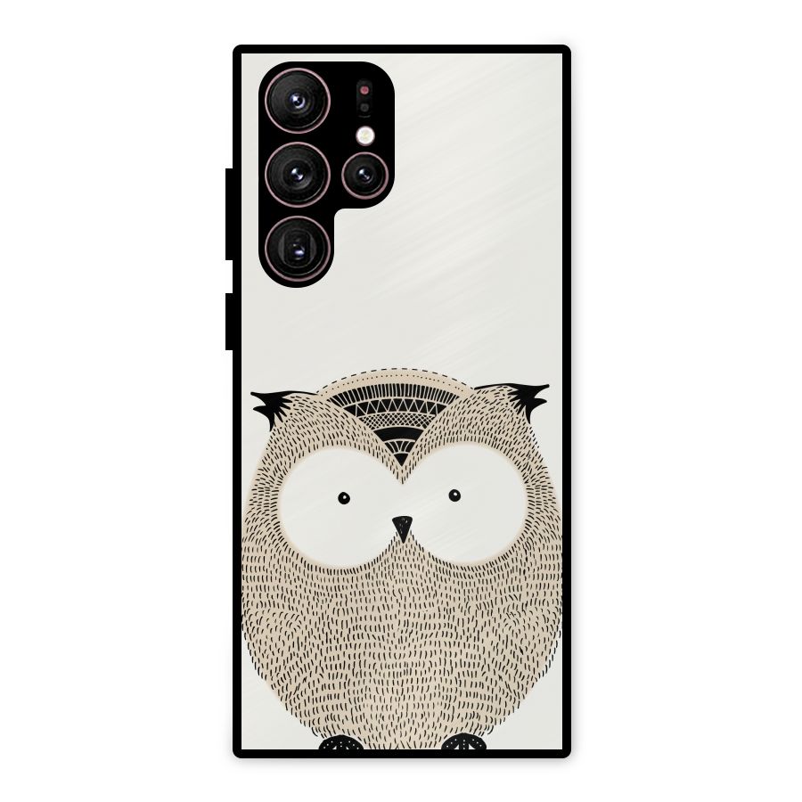 Cute Owl Metal Back Case for Galaxy S22 Ultra 5G