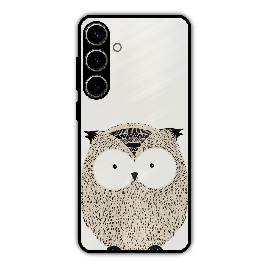 Cute Owl Metal Back Case for Galaxy S24 Plus