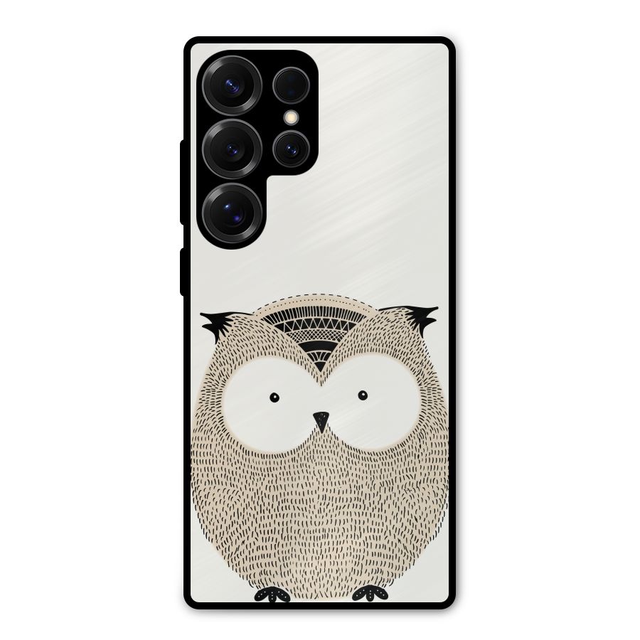 Cute Owl Metal Back Case for Galaxy S25 Ultra