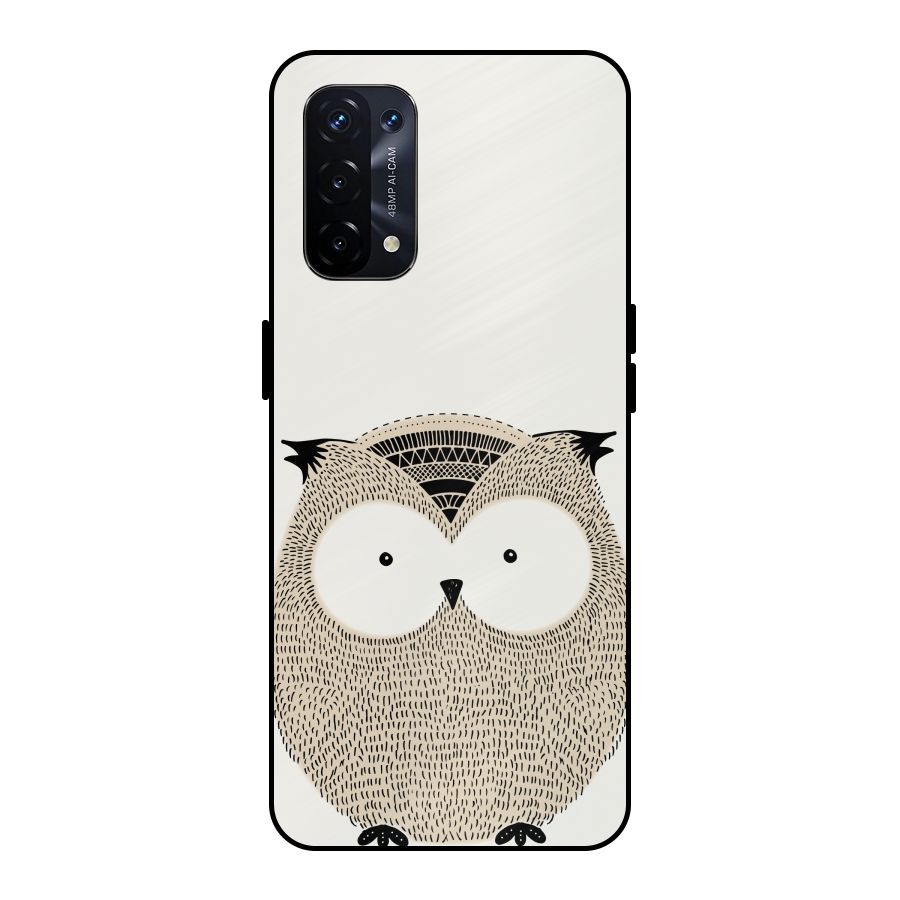 Cute Owl Metal Back Case for Oppo A74 5G
