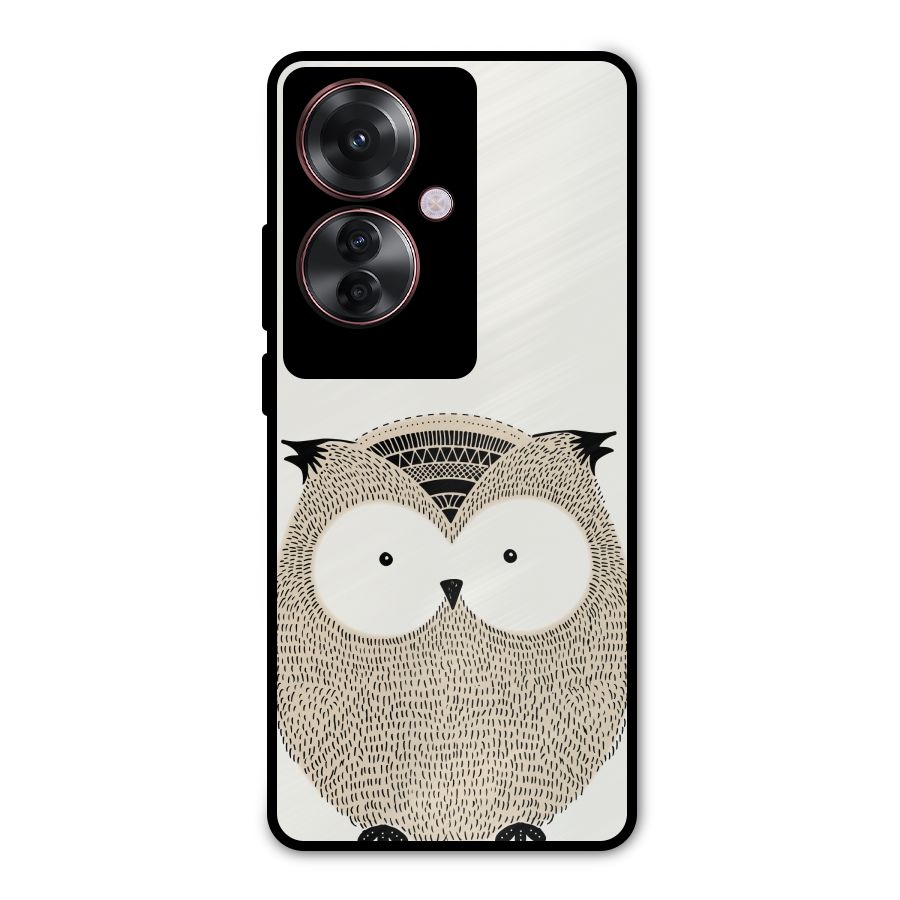 Cute Owl Metal Back Case for Oppo F25 Pro