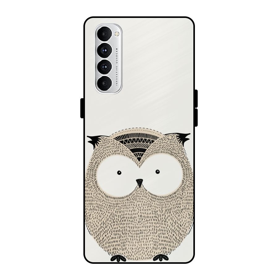 Cute Owl Metal Back Case for Oppo Reno4 Pro
