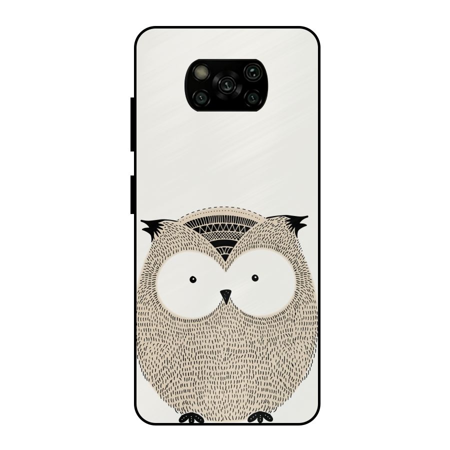 Cute Owl Metal Back Case for Poco X3
